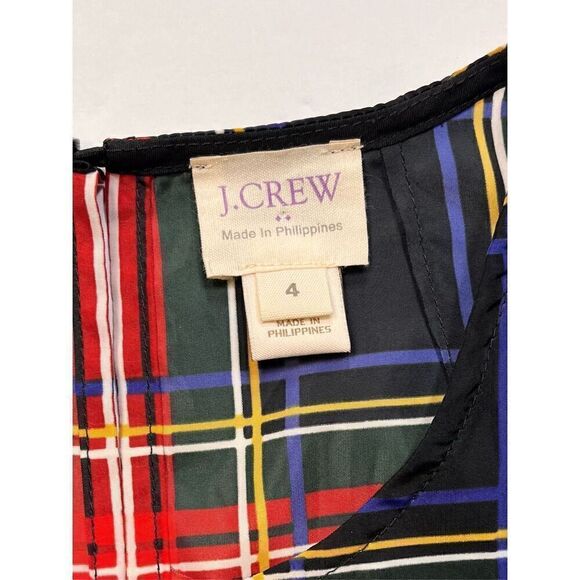 J. Crew Black Red Tartan Plaid Ruffle Sleeveless Holiday Top Womens Size 4 EUC - Picture 2 of 7